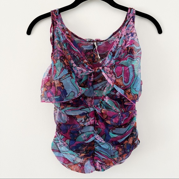 Tops - NWOT Free People Multicolor Mesh Cutout Tank Top